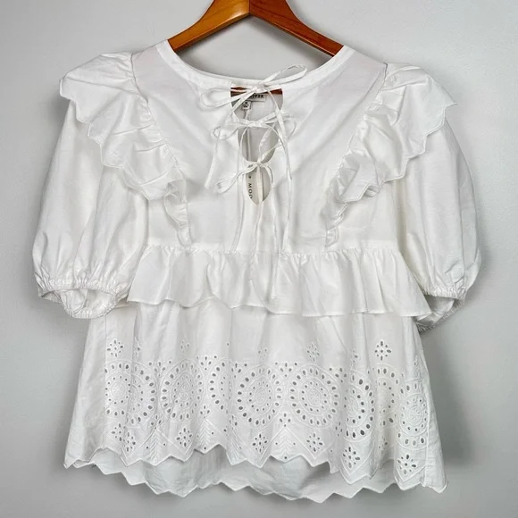 Tuckernuck Moon River Exclusive White Eyelet Ruffle Top Various - Picture 6 of 13